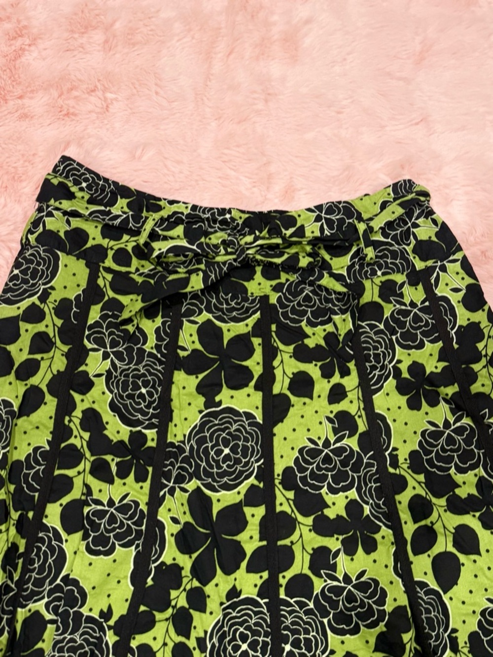 Apt. 9 Vintage Green Floral Polka Dot A-Line Midi Skirt - Picture 3 of 5